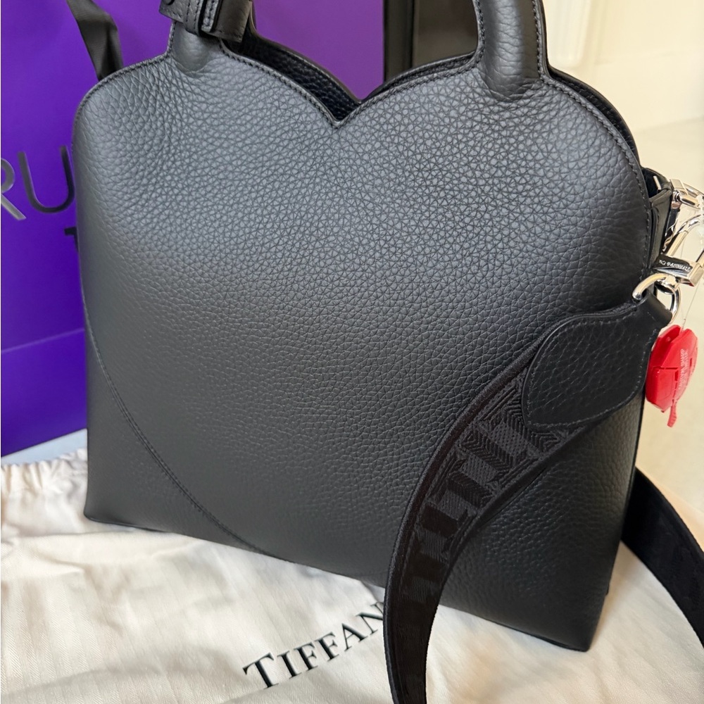 Tiffany & Co. Black Pebbled Leather Shoulder Bag - Picture 3 of 7